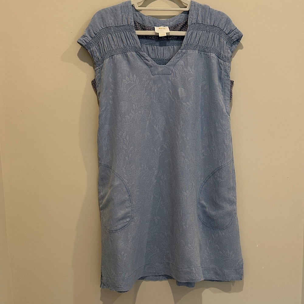 Maeve Light Blue Textured Casual Dress from Anthropologie